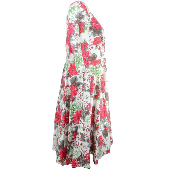 Hell Bunny Festive Poinsettias Midi 50’s Retro Rockabilly Pin-Up Dress Women's L - Picture 6 of 13
